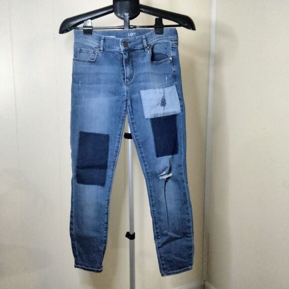 Loft Jeans * Size 2 * Modern Skinny Ankle Patchwork - Picture 1 of 6